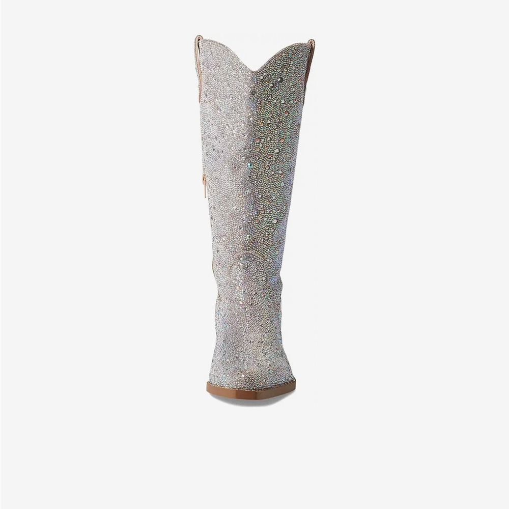Betsey Johnson Silver and Brown Heeled Boots with Western Glam - Picture 4 of 4